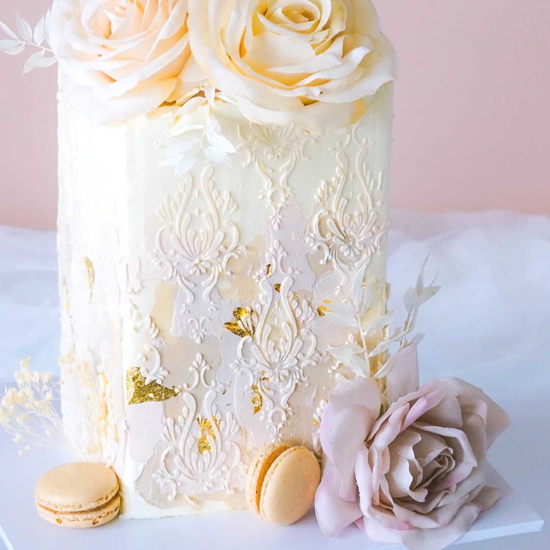 Cake decorated with buttercream colored using Colour Mill Nude oil based food coloring