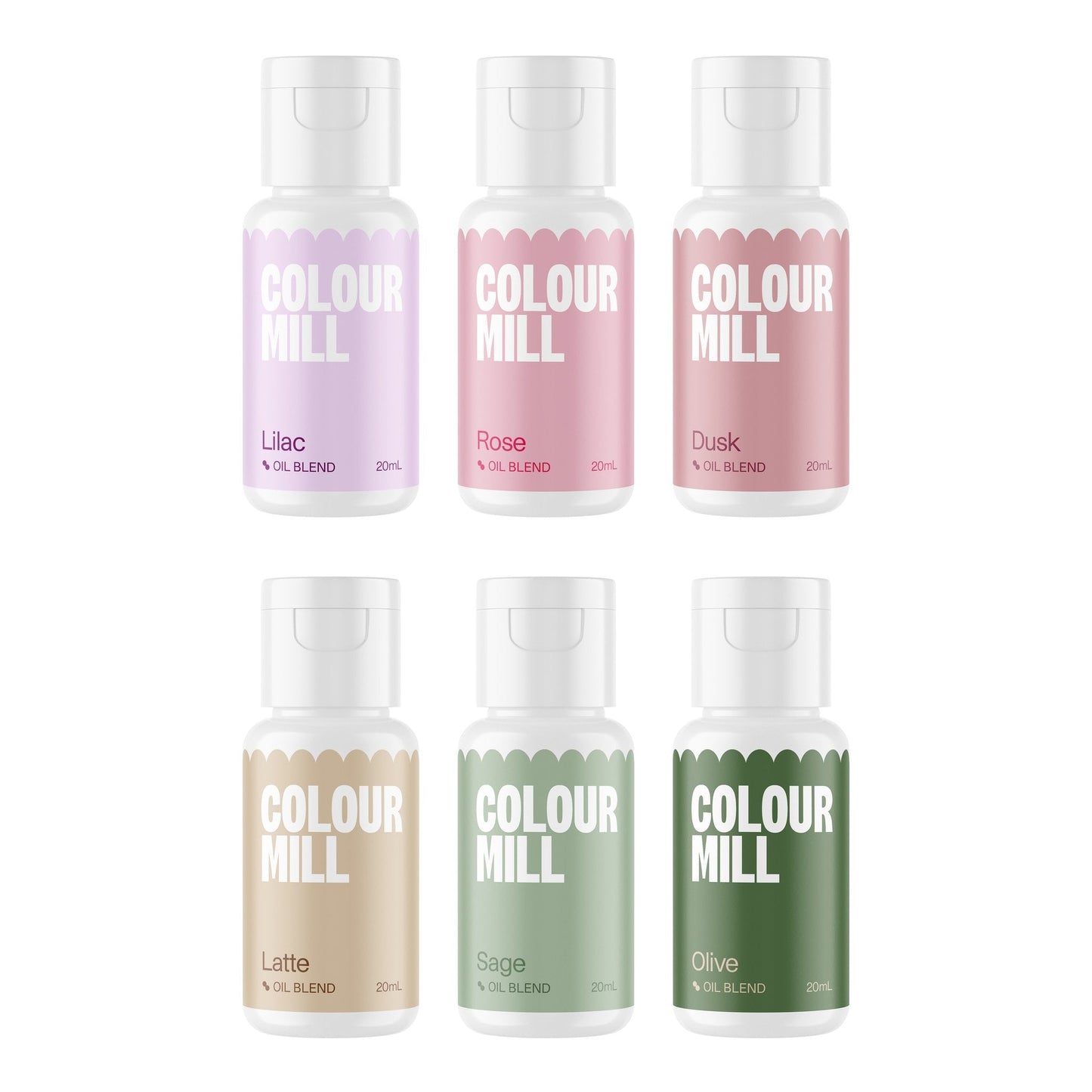 All 6 colors included in the Colour Mill Botanicals Pack shown on a white background