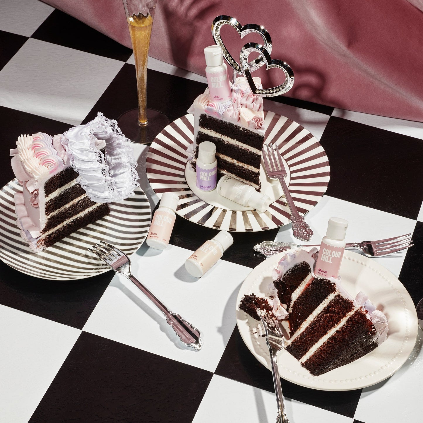 Bakes decorated using colors from the Colour Mill Bridal Pack