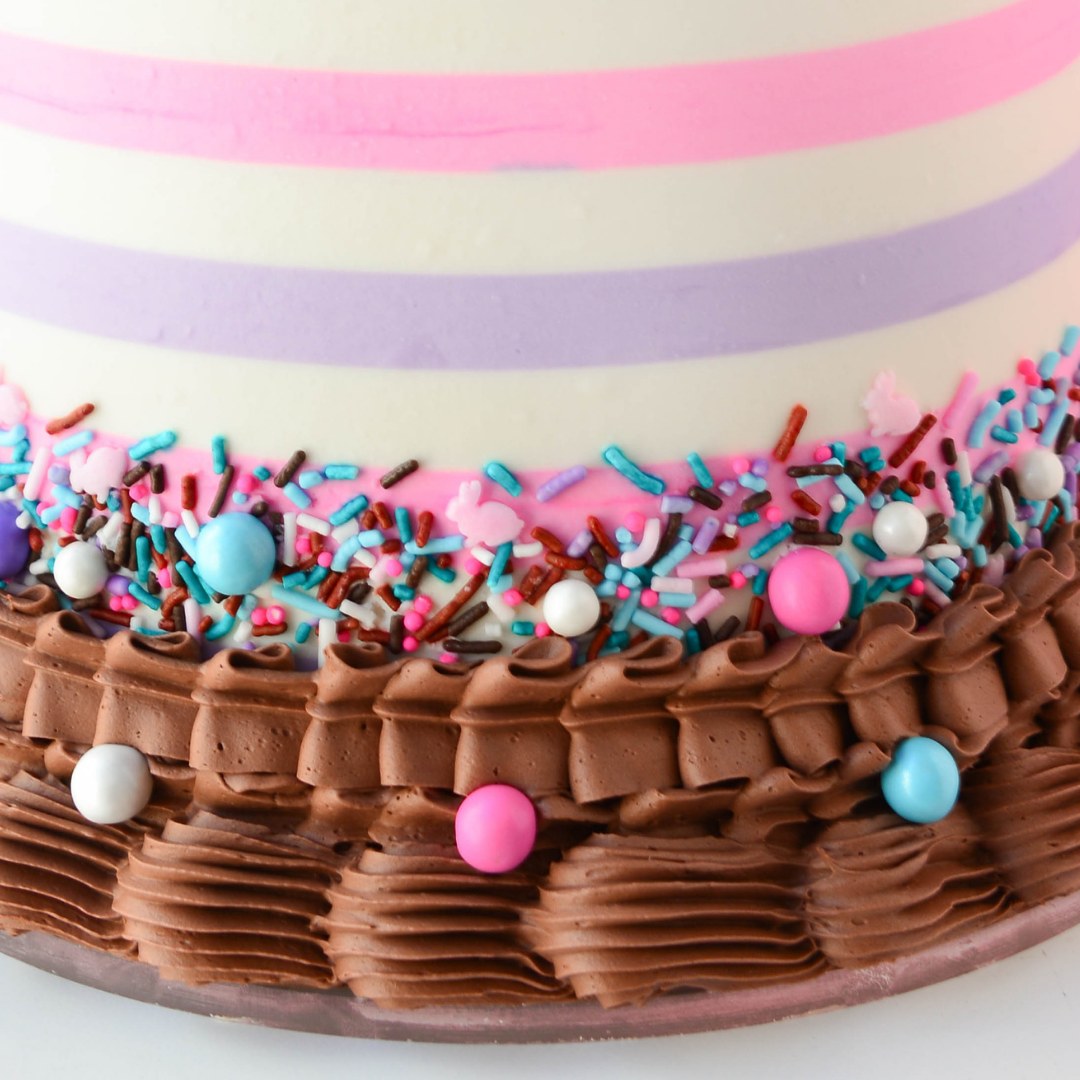 Cake decorated with buttercream colored using Colour Mill Chocolate oil based food coloring