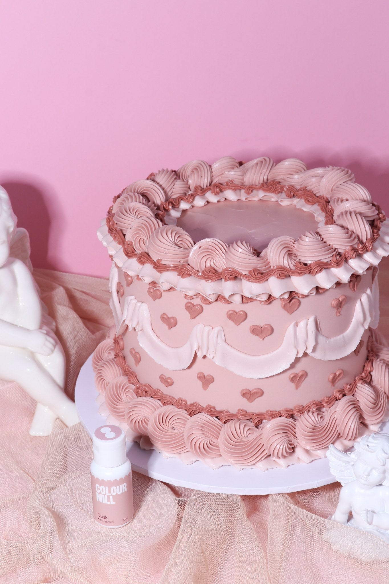 Cake decorated with buttercream colored using Colour Mill Dusk oil based food coloring
