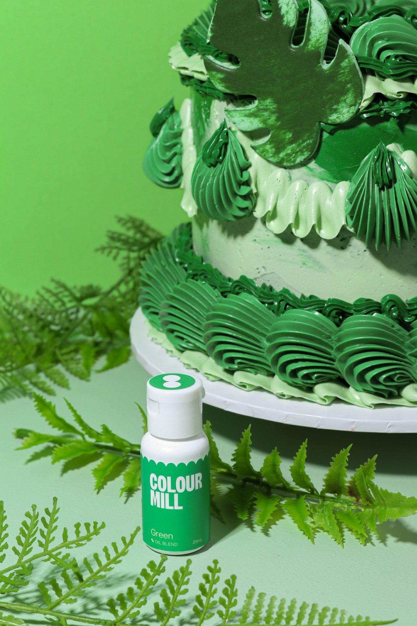 Cake decorated with buttercream colored using Colour Mill Green oil based food coloring