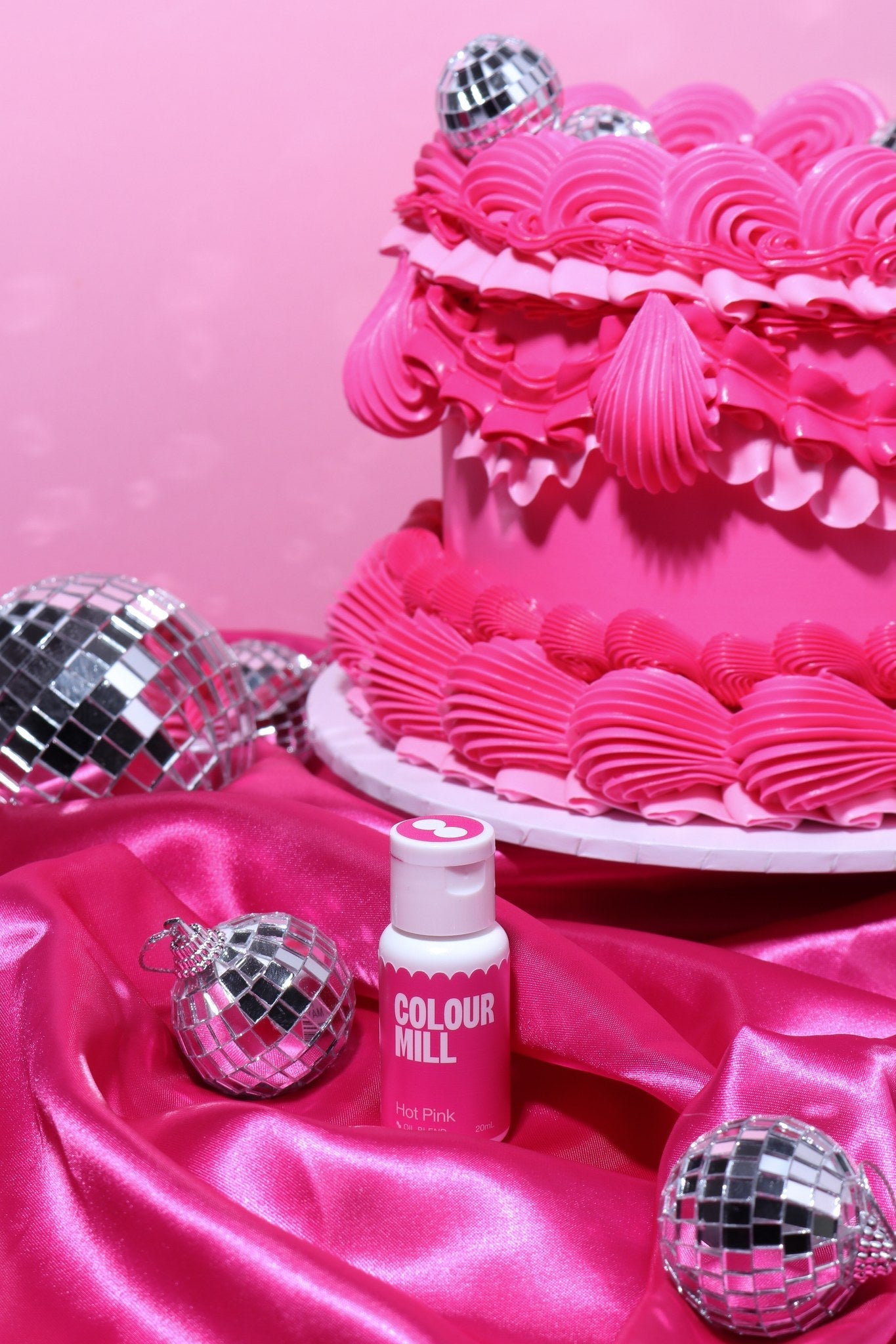 Cake decorated with buttercream colored using Colour Mill Hot Pink oil based food coloring