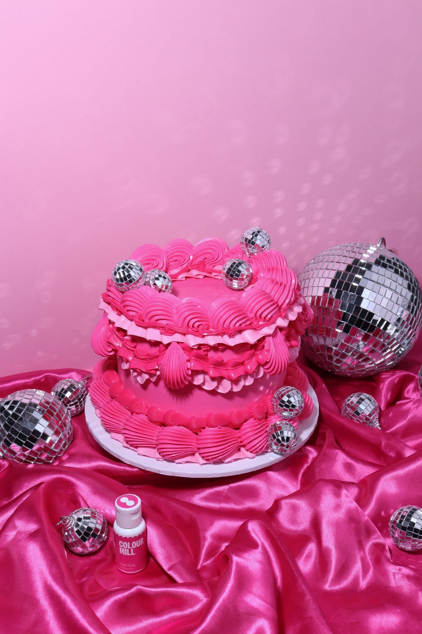 Cake decorated with buttercream colored using Colour Mill Hot Pink oil based food coloring