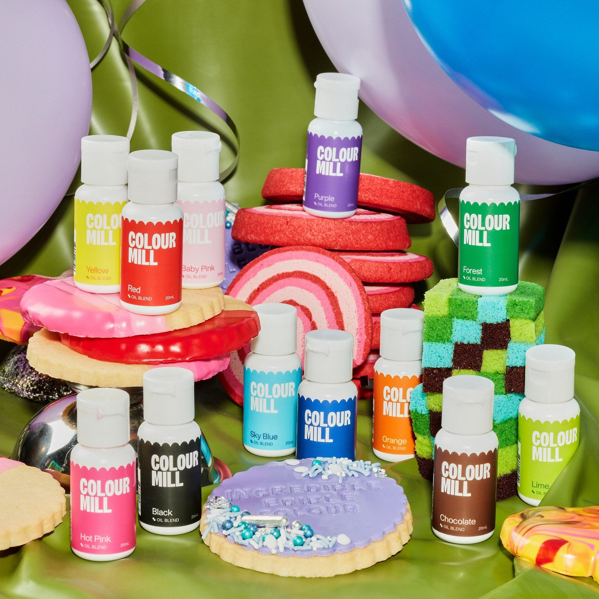 Bakes decorated using colors from the Colour Mill Kickstarter Pack