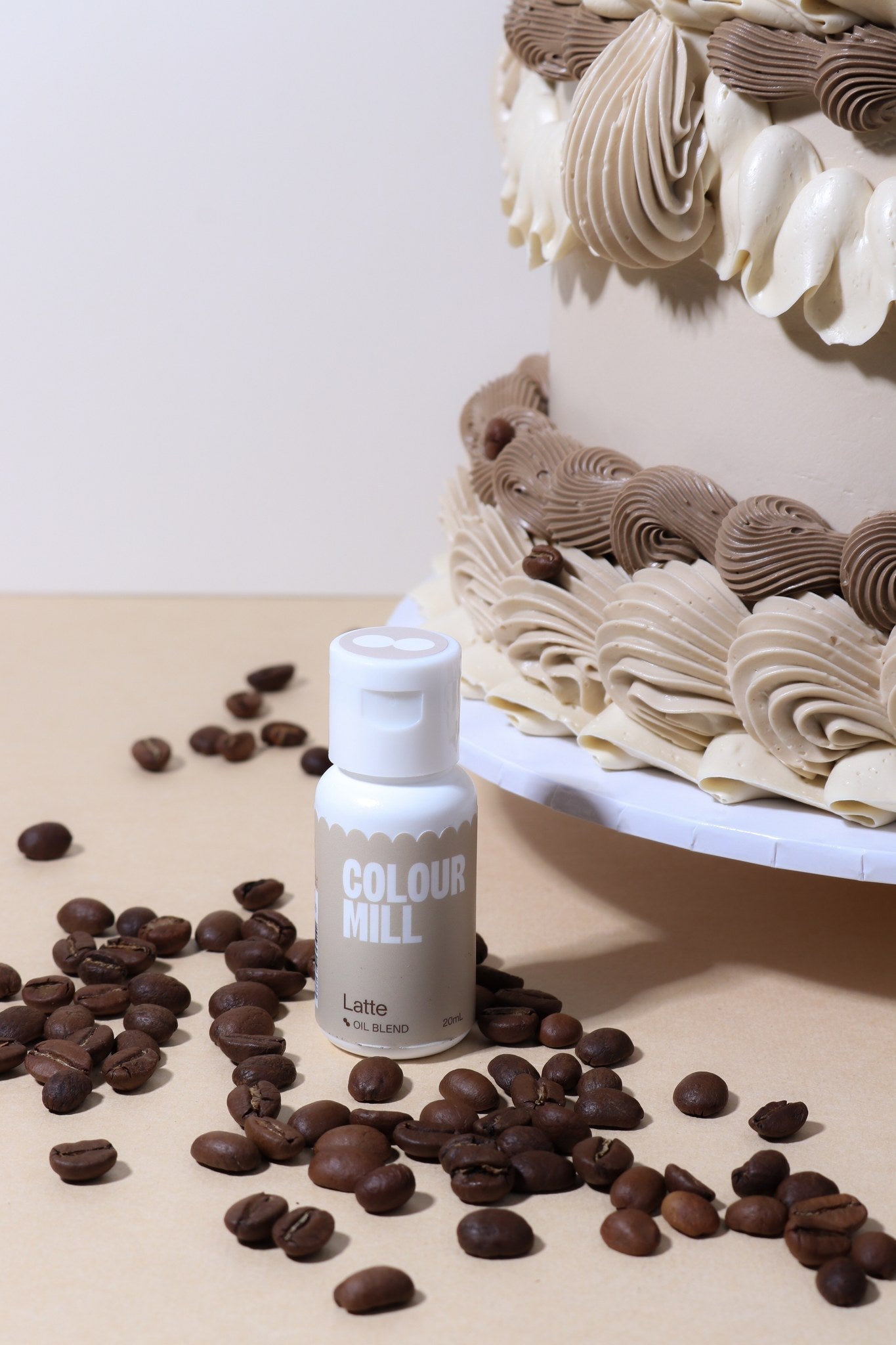 Cake decorated with buttercream colored using Colour Mill Latte oil based food coloring