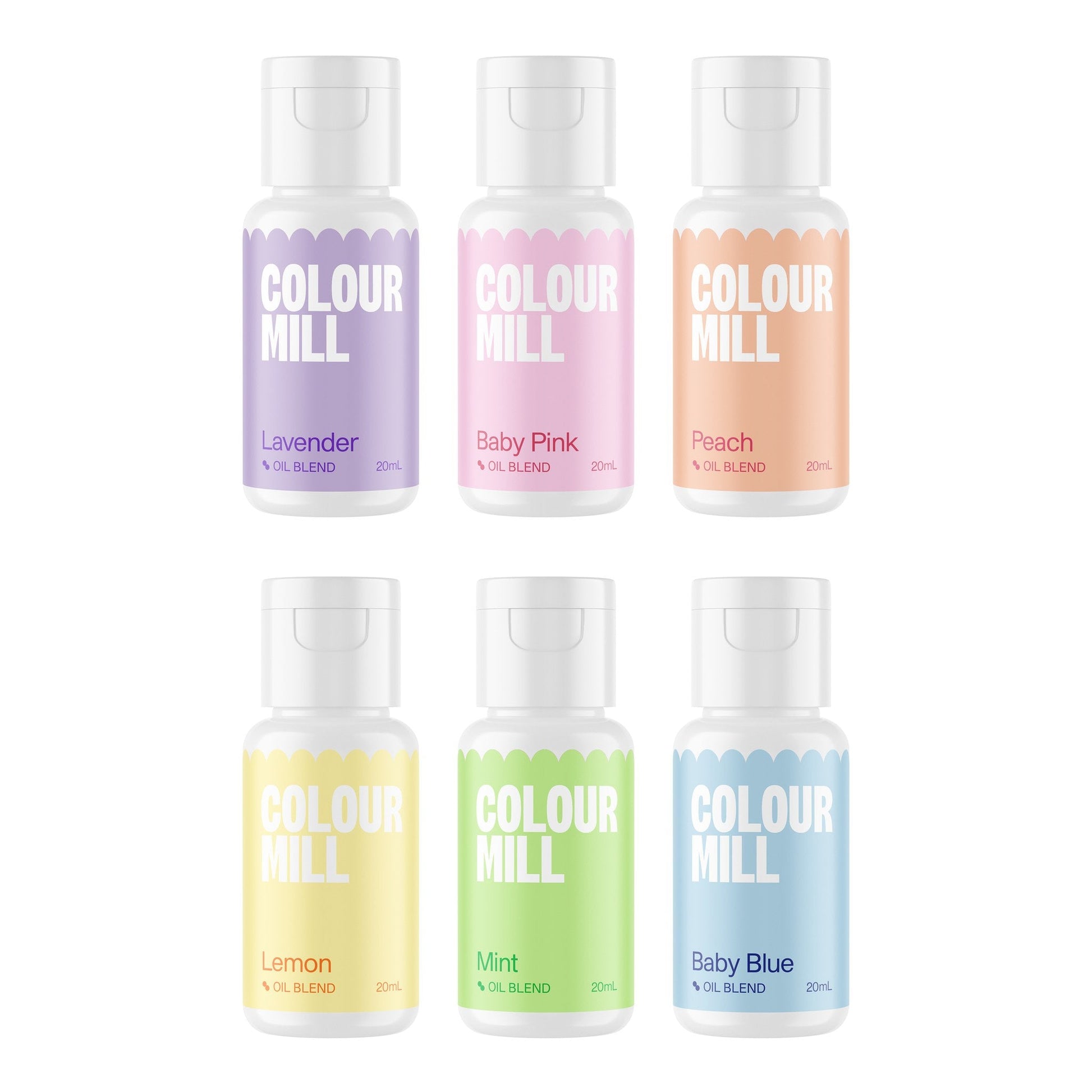 All 6 colors included in the Colour Mill Pastel Pack shown on a white background