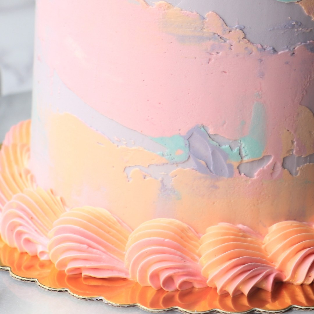 Cake decorated with buttercream colored using Colour Mill Peach oil based food coloring