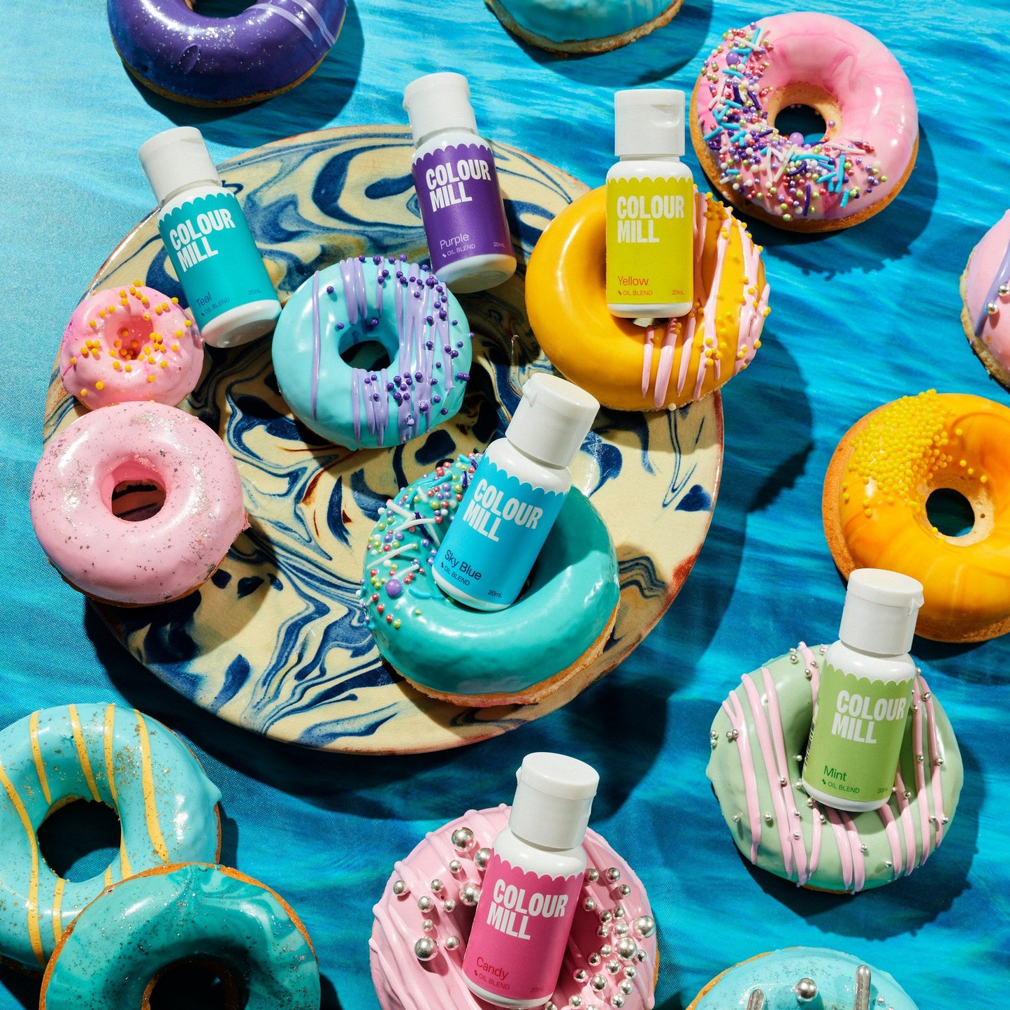 Bakes decorated using colors from the Colour Mill Pool Party Pack
